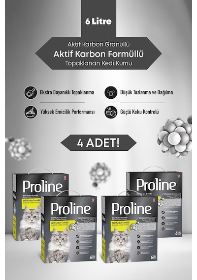 Aktif Karbon Tanecikli Kedi Kumu 4x6lt.