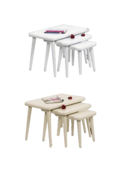 Zigon Osm Class Tabla Ayak Sehpa Parlak Krem Kayın Retro A