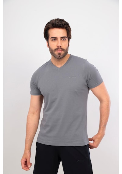 Erkek V Yaka Tshirt Şort Cep Fermuarlı Alt Üst Takım Gri Lacivert