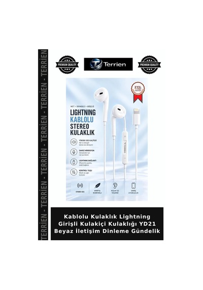 Kablolu Kulaklık Lightning Girişli Kulakiçi Kulaklığı Yd21 Beyaz İletişim Dinleme Gündelik
