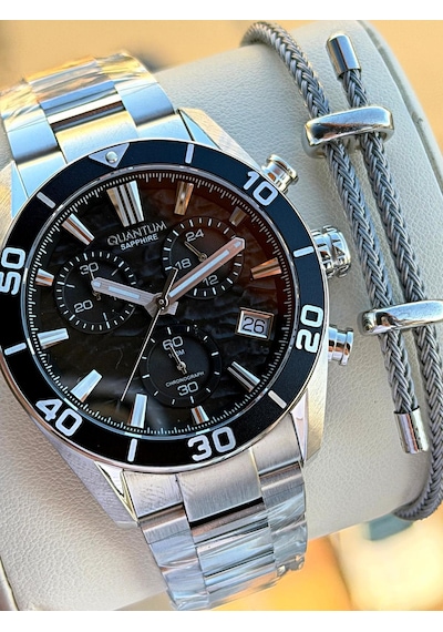 Quantum Sapphire Cam İtalyan Bileklikli 10 Atm Suya Dayanıklı 2 Yıl Garantili Erkek Kol Saati 99.350 Gümüş