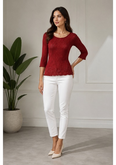 Meghan L.a Kadın Fit Bluz Modern Ve Konforlu Kırmızı