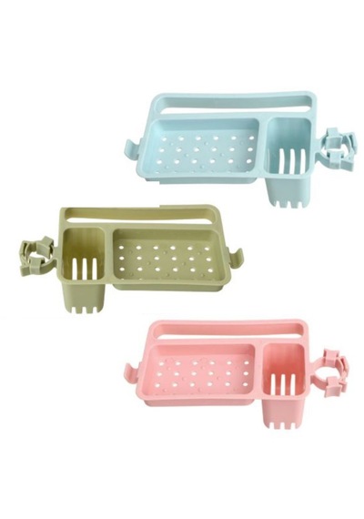 Musluğa Takılan Sünger Havlu Askılı Sabun Hazneli Mutfak Banyo Lavabo Düzenleyici Organizer 5324 19 x 7 CM