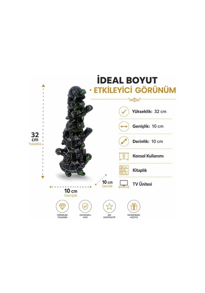 Lüks 7 Li Kaplumbağa Biblo 32 Cm Dekoratif Heykel Şans Feng Shui Ev Ofis Vitrin Hediyesi