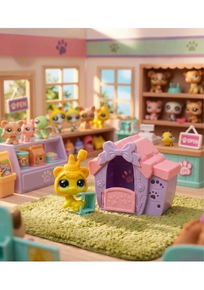 Pet Shop Minişler Bal Arısı Kostümlü Miniş Figür Ve Kulübe Oyun Seti Seri 3 Işıklı Paket Oyuncak