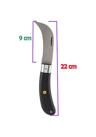 Aşı Bıçağı Eğri Uçlu Ara Çakı Bağ Bıçağı Paslanmaz Çelik Plastik Saplı Katlanır Bıçak 22 Cm