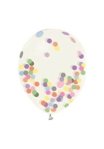 Balonevi Konfetili Şeffaf Balon 4'Lü