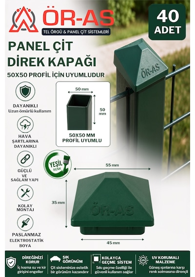 Panel Çit Direk Kapağı - Profil Kapak - -40- Adet