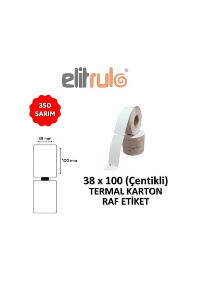 Elitrulo Termal Karton Raf Etiketi 38mm X 100mm Çentikli - 350 Adet