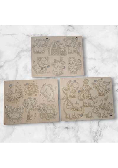Boyanabilir Ahşap Puzzle Seti 20x16 Cm Kayın Kontra