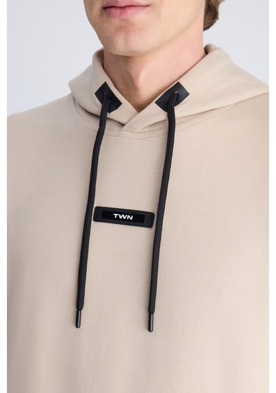 Twn Slim Fit Bej Düz Örgü Pamuklu Sweatshirt 5ece247020042 Bej