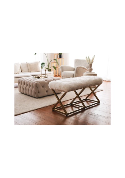 Evodeko Gold Peluş Bench Puf