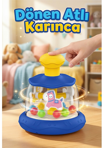 Bas-çevir Atlı Karınca Oyuncağı Renkli Toplu Eğitici Bebek Oyuncağı - Mavi