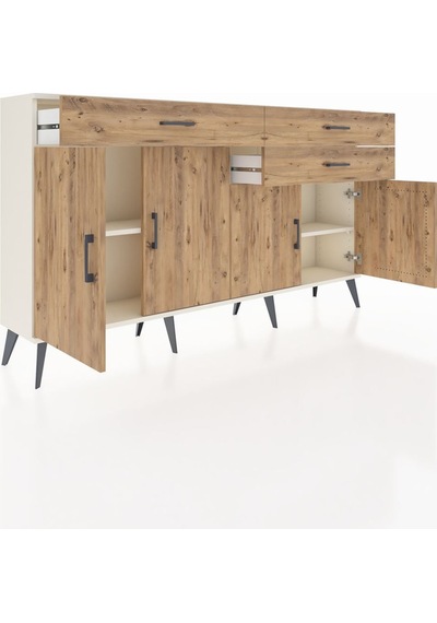 Arges Konsol 2 Raflı 3 Çekmeceli 4 Kapaklı 176x30x99 Aytaşı-çam Aytaşı-çam