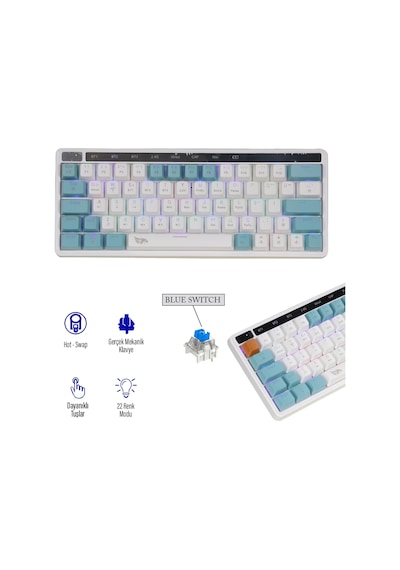 Gameagle Airsync MK-64X1aAAB Mavi Switch Kablosuz Oyuncu Mekanik Klavye