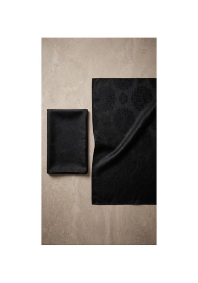 Nukra Jakarlı Pamuk Tesettür Şal Osmanlı Desen Siyah 70 X 190 Cm