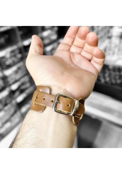 Metal Tokalı Erkek Deri Bileklik Boyu Ayarlanabilir Adb13