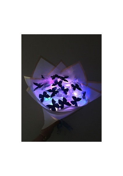 Led Işıklı 20 Li Mavi Kelebek Çiçek Buketi Mavi - 560158724 Mavi