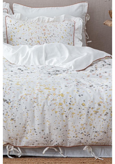 Ecocotton İlya Çift Kişilik Nevresim Takımı %100 Organik Pamuk Müslin Krem 200x220 Cm-1941 Krem