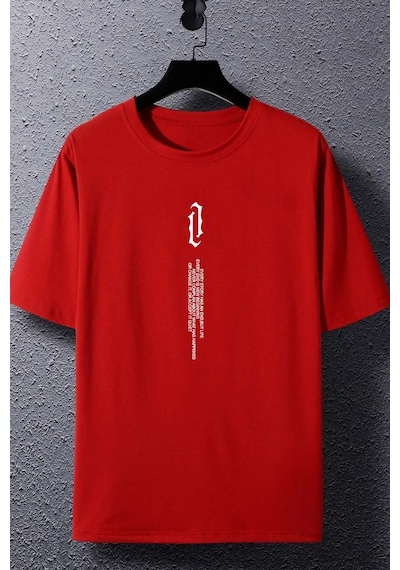 Unisex Aleman Rapero Baskılı T-shirt Kırmızı