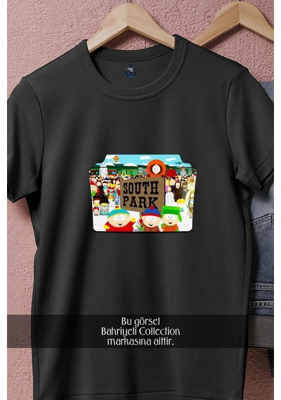 Oversize South Park Tasarımlı Unisex T-shirt Siyah