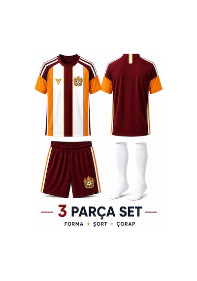 Yenteks Çocuk Halı Saha Futbol Forması Seti Sarı-kırmızı Forma+şort+çorap Kırmızı Kırmızı