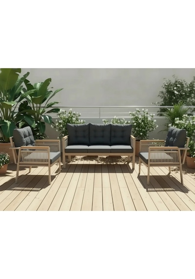 Opal 3+1+1 Antrasit Metal Gövde Balkon-bahçe-kafe,çay Seti,koltuk Takımı,oturma Grubu,ofis Koltuğu Çok Renkli