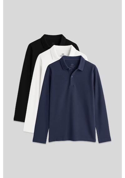 Basic Polo Yaka 3lü Paket Siyah-beyaz-lacivert Unisex Çocuk T-shirt - 11170 Siyah - Beyaz - Gri Basic Polo Yaka 3lü Paket Siyah-beyaz-lacivert Unisex Çocuk T-shirt - 11170 Siyah - Beyaz - Gri
