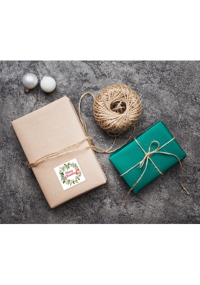 Yılbaşı Etiket Ayıcıklı-1, Merry Christmas, 4 Cm-55 Adet Folyo Sticker Çok Renkli
