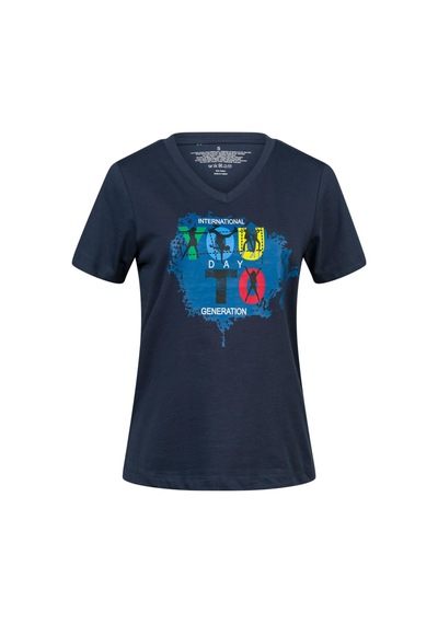 2as Alone Baskılı V Yaka Kadın T-shirt 403 Lacivert