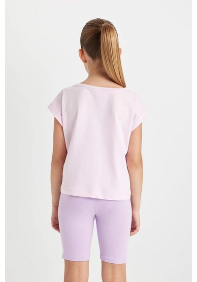 DeFacto Kız Çocuk Boxy Fit Bisiklet Yaka Basic Düz Kısa Kollu Tişört C4511A824SMPN180 Pembe
