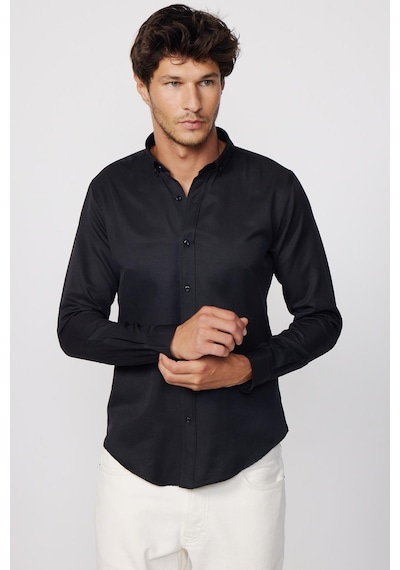 Tudors Slim Fit Pamuklu Kolay Ütü Düz Siyah Erkek Gömlek-28025-siyah Siyah Tudors Slim Fit Pamuklu Kolay Ütü Düz Siyah Erkek Gömlek-28025-siyah Siyah