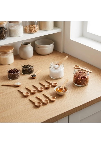 12 Adet Bambu Baharat Kaşık, Reçel Bal Kaşığı Doğal Ve Şık 12 Adet Baharat Ve Ölçek Kaşığı Seti - Mutfakta Estetik Ve Fonksiyonellik Bir Arada