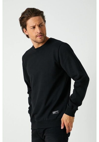 Metalic Erkek Siyah Basic Bisiklet Yaka Sweatshirt Sıyah