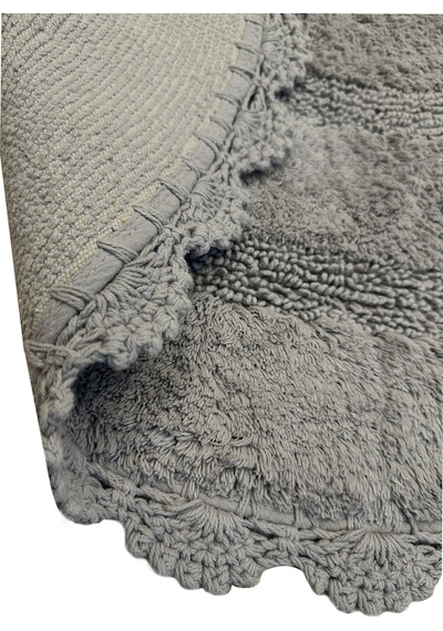 Monre Gri Çap %100 Pamuklu 100x100 Cm Banyo Paspas Seti Renkli