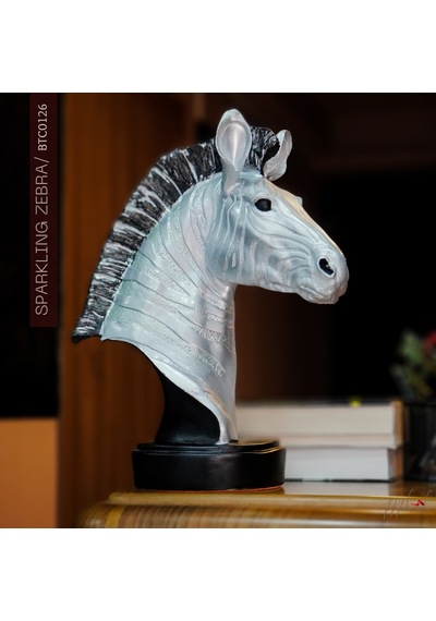 Köpüklü Zebra Zebra Heykeli, Vahşi Yaratık, Simli Desen, Dekoras