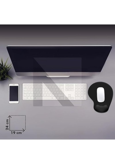 Mp01 - Elips Bilek Destekli Mouse Pad Konforlu, Kaymaz Taban, Ergonomik, Yumuşak, Ev,ofis Siyah