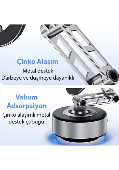 Ally X91 Manyetik Vakumlu Araç Telefon Tutucu Ayna-cam-araba Magsafe Araç Tutucu- 5775 Gümüş