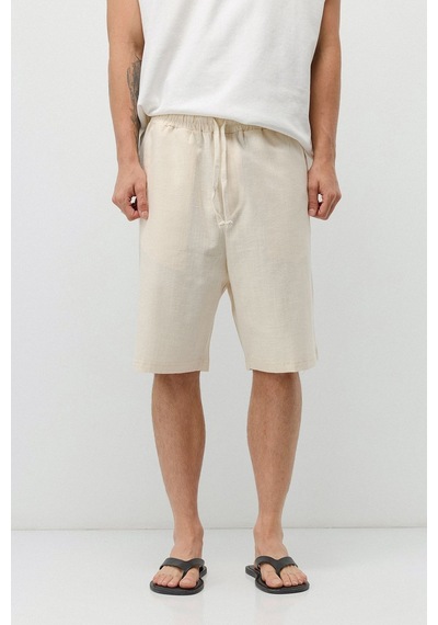 Vamos Basic Oversize Keten Şort Naturel