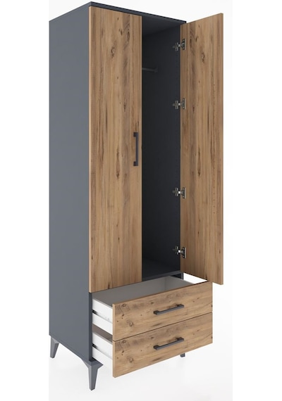 Hyperion Dolap Tek Raflı 2 Çekmeceli Tek Askılı 60x44x182 Antrasit-çam Aytası Hyperion Dolap Tek Raflı 2 Çekmeceli Tek Askılı 60x44x182 Antrasit-çam Aytası