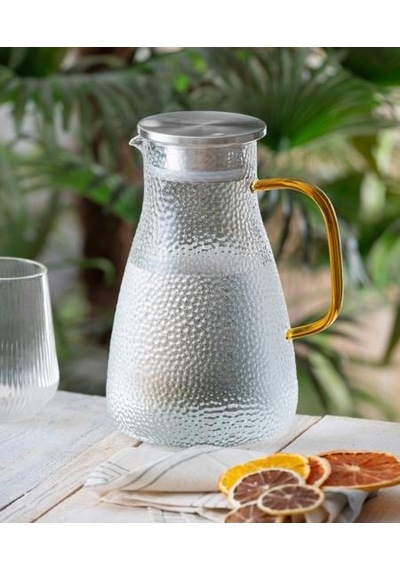 Questo Metal Kapaklı Oval Cam Sürahi - 1800ml-4149