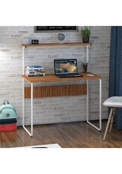 Dehalimited G Masa 100X50 Metal Iskeletli Parlak Bambu Yüzey Ders Çalışma Ve Bambu - Beyaz