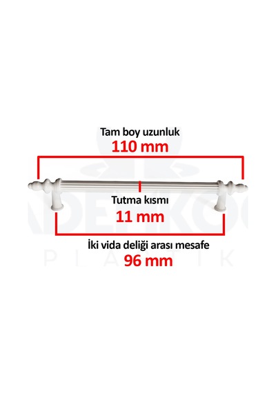Cateksss Kumru 96 Mm Çekmece Dolap Mobilya Kulpu Sert Plastik Polimer Beyaz