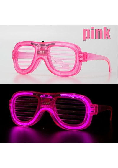 Mey İthalat Pembe Led Işıklı Parti Gözlüğü - Neon Glow Şerit Gözlük 3 Modlu