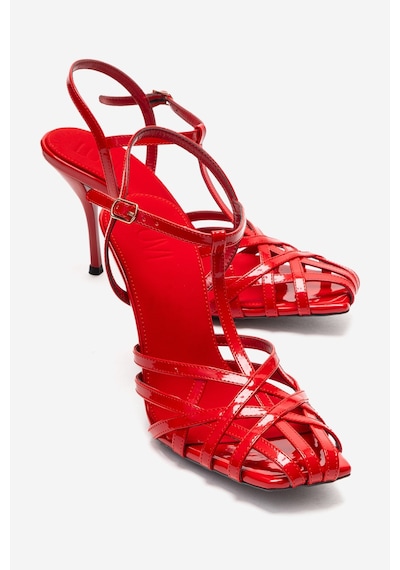 Luvishoes Allos Kırmızı Rugan Kadın Topuklu Ayakkabı Kırmızı