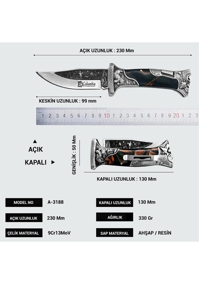 İsme Özel Kamp Outdoor Baba Çakı Ahşap Gövde Khçkc90008021 Siyah