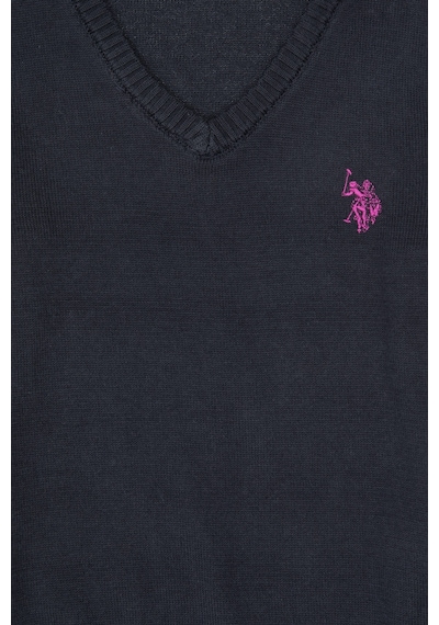 U.S. Polo Assn. Kız Çocuk Lacivert V Yaka Basic Kazak 50316777-VR033