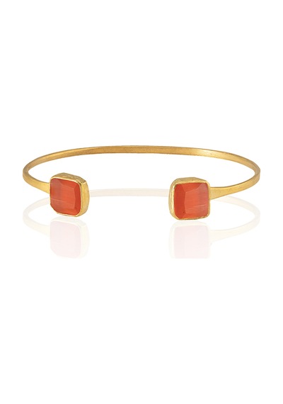 Kadir Jewellery 22 Ayar Altın Kaplama El İşçiliği Zirkon Taşlı Kadın Charm Bileklik Kırmızı