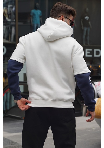 Madmext Ekru Nakışlı Kapüşonlu Sweatshirt 6141-ekru Ekru