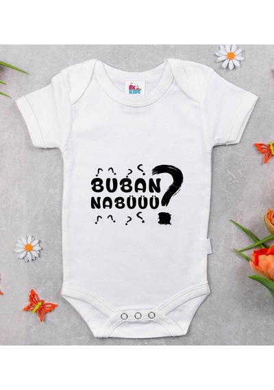 Bk Kids Buban Nabüüü Tasarımlı Beyaz Bebek Body Zıbın-1 Çok Renkli